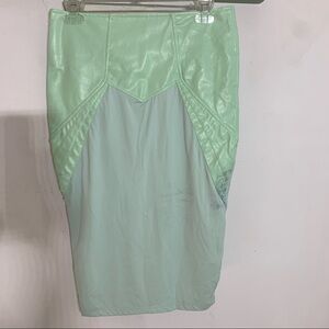 Nuvula mint green vegan leather stretch pencil skirt large